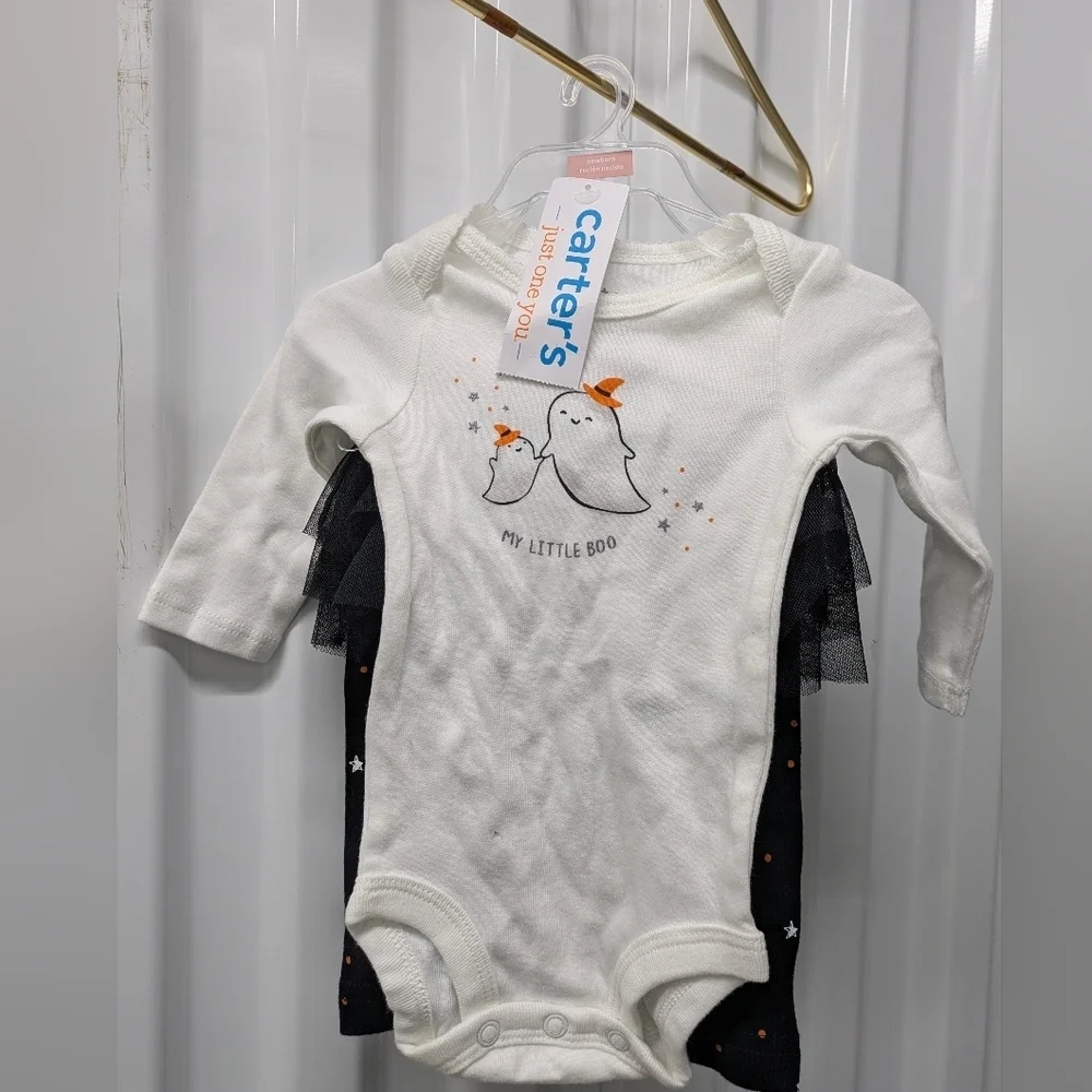 Carter's White and Black Ghost Bodysuit Set